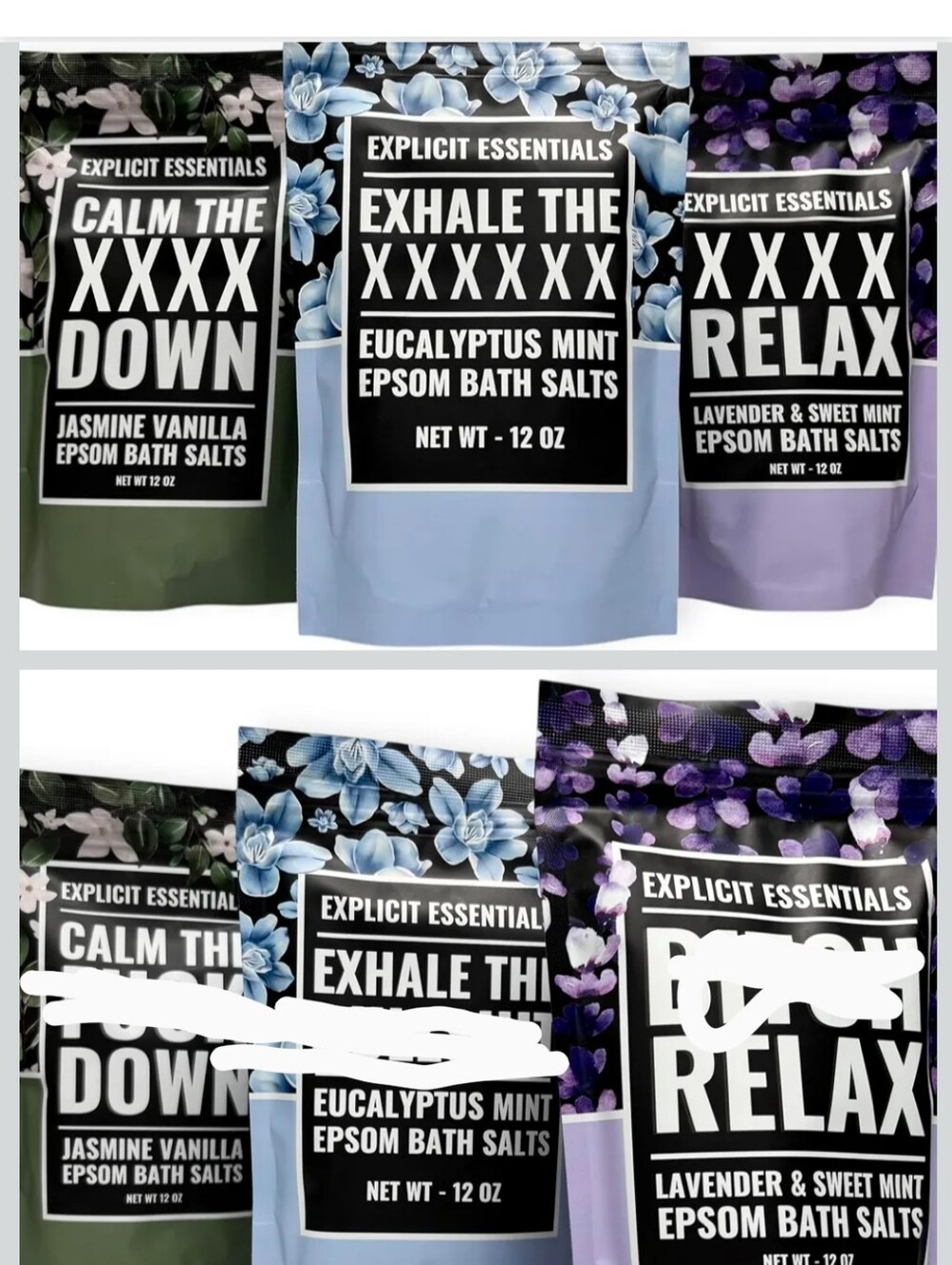 Explicit Essentials Epsom Bath Salts 12 oz | Calm, Exhale, Relax | Choice of 1 - Picture 1 of 2